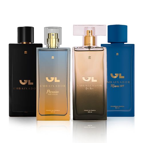 Perfume Paraíso Particular 100ml + Perfume For Her 100ml + Perfume Embaixador 100ml + Perfume Miami 305 100ml